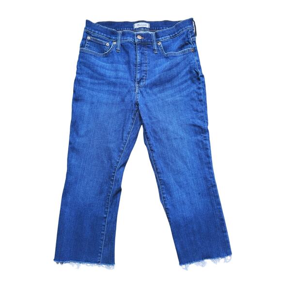 Madewell Mid Rise Kick Out Crop Jeans 30 Blue Denim Classic Y2K Retro Everyday - Picture 3 of 8